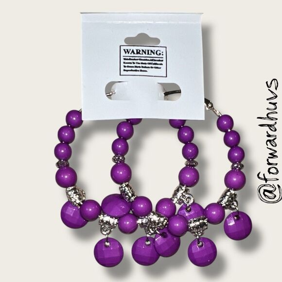 Bundle Sale 3 for $15 | Princess Accessories Purple Hoop Earrings - Picture 4 of 7